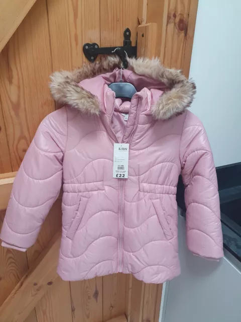 Girls Pink Peacock Coat 4-5 Years