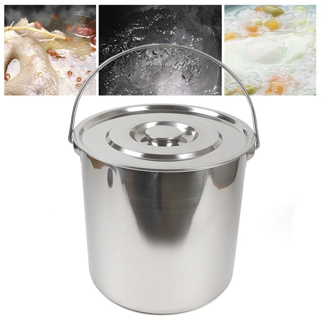 20L ordeño jarra de leche cubo de cocina cubo de leche de acero inoxidable con tapa de asa NUEVO