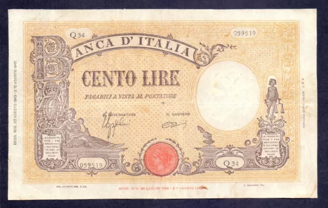 100 lire Barbetti Agosto 1943 – Rara qSPL