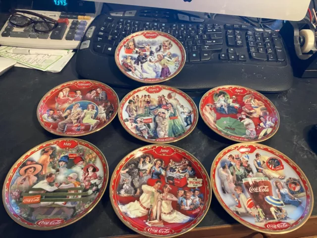 Coca Cola Days Collectors Plates Jan-July Bradford Exchange Used