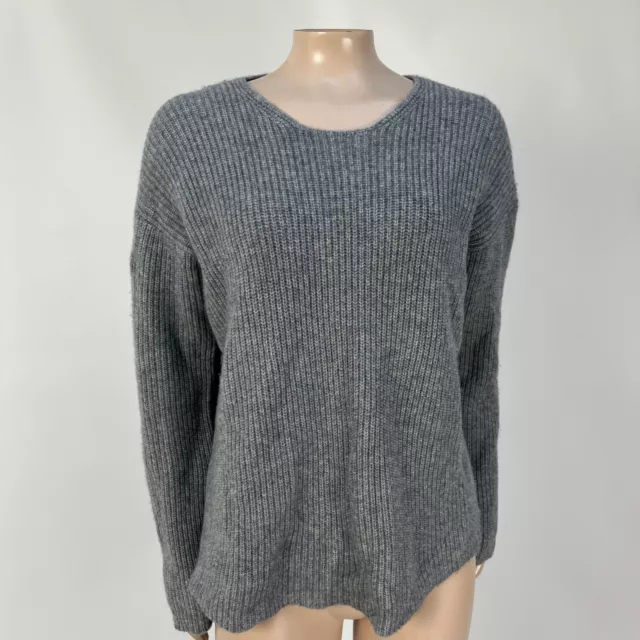 THEORY Womens CASHMERE Twylina Split Open Back Gray Sweater Small Knit H4-22