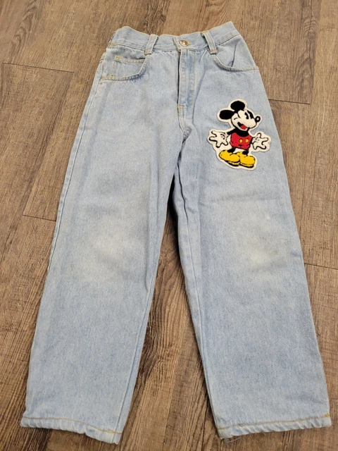 Mickey & Co Youth Size 7 Light Wash Vintage 1990s Jeans Girls Boys Elastic Waist