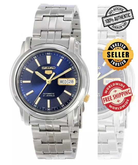 SEIKO 5 AUTOMATIC Men s SNKL79 SNKL79K1 Blue Dial Stainless Steel Watch 113.99 PicClick
