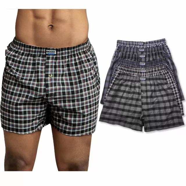 3 Men Plaid Boxer Shorts Briefs Underwear 100% Cotton Trunk Woven Comfort Size L