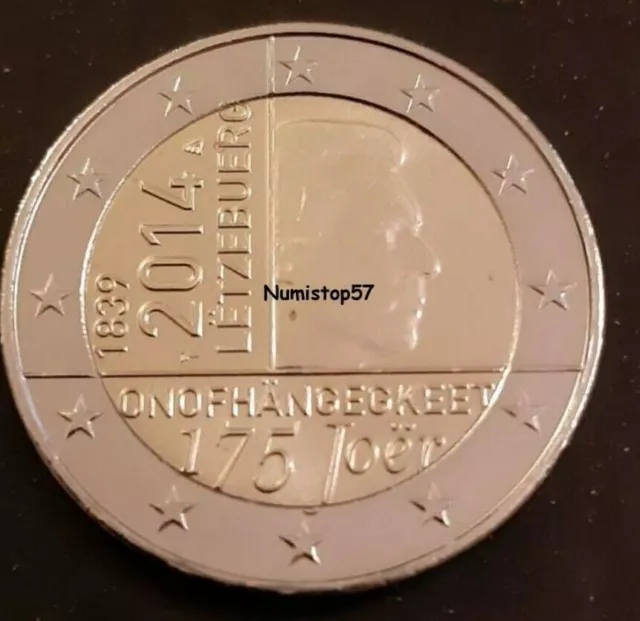Pièce 2 € Commémo - LUXEMBOURG 2014 -175 ans Indépendance-NEUVE rouleau bancaire