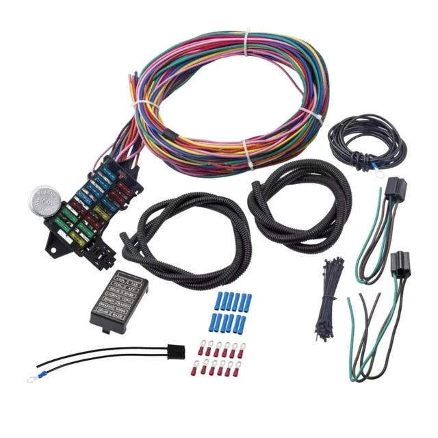 12v Street Hot Muscle Rod Wiring 14 Circuit Universal Wire Harness 14 Fuse