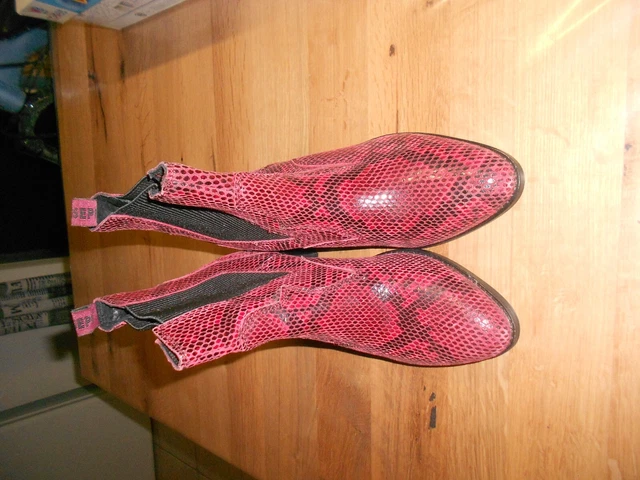 Gioseppo Bottines rouge en cuir, effet serpent, pointure 38,