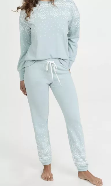 PJ Salvage Womens Loungewear Mountain Bound Banded Pants  Pajama Size S Ice Blue