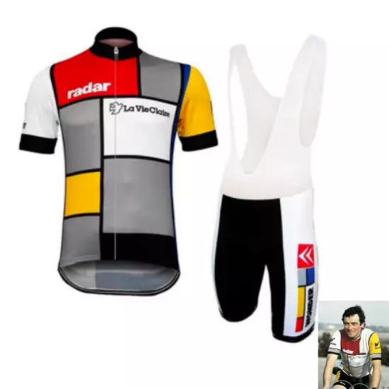 Kit Maillot+Cuissard La Vie Claire Hinault Cycliste Retro Vintage Cyclism Giro