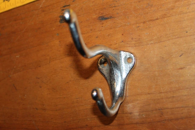 Vintage Coat Hat Closet Hook Chrome plate over Cast Iron O-37