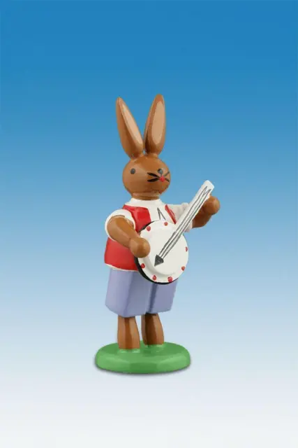 Conejo de Músico Con Banjo Altura Aprox. 7,5 CM Nuevo Figura Pascua Decoración
