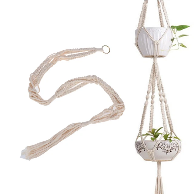 2 stücke Zarte Macrame Doppelpflanzenaufhänger Indoor Outdoor Hängende Pflanzer