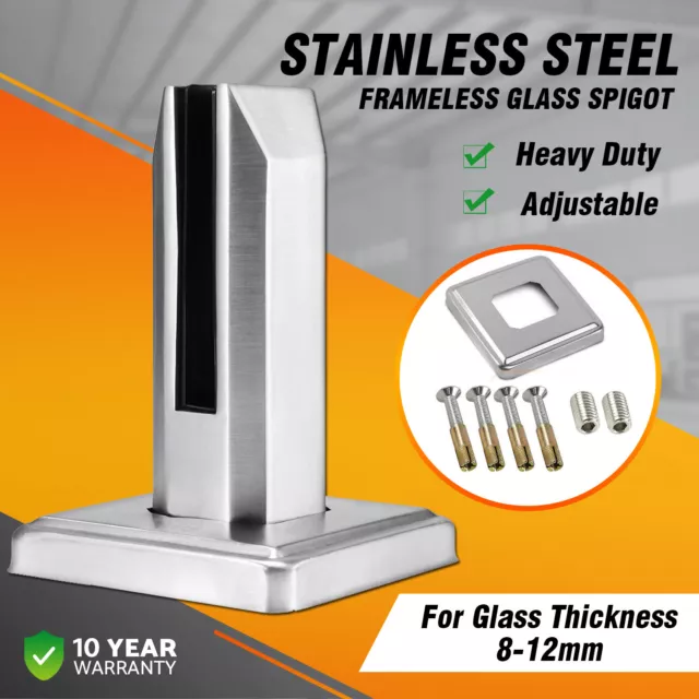 50x Silver Stainless Steel Spigots Glass Pool Fence Balustrade Feet Post Spigot