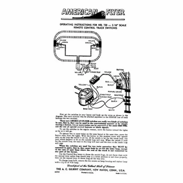 AMERICAN FLYER M2692 720A REMOTE CONTROL SWITCHES INSTRUCTIONS S GAUGE Copy