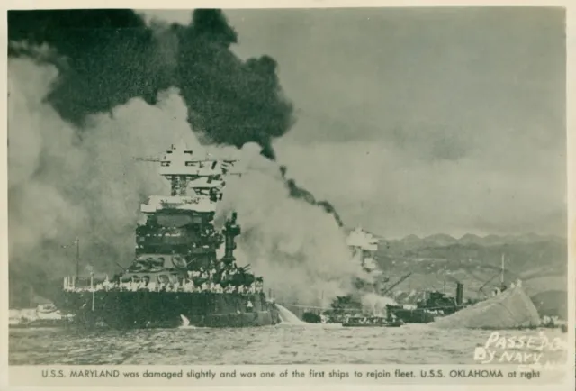 Dec 7, 1941 WWII Pearl Harbor Attack 5x7 Photo USS Maryland & USS Oklahoma
