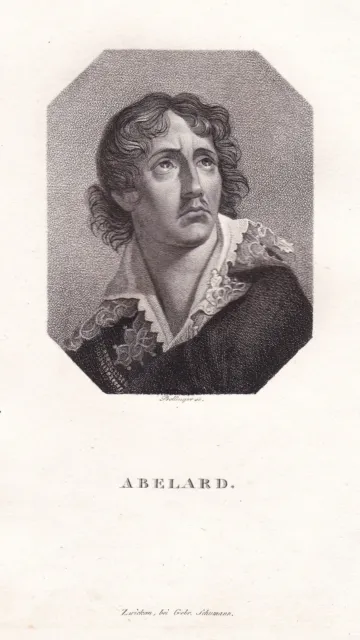 Pierre Abelard Petrus Théologien Philosophe Portrait Gravure sur Cuivre 1820