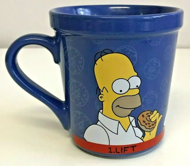 Funny Simpsons Homer Mug Donuts Lift Open Eat Repeat Blue Kinnerton 2002
