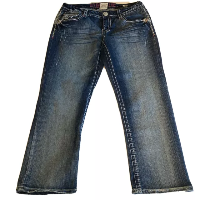 Hydraulic Lola Juniors Blue Jeans, Size 9/10, Embellished Pockets Stretch Denim