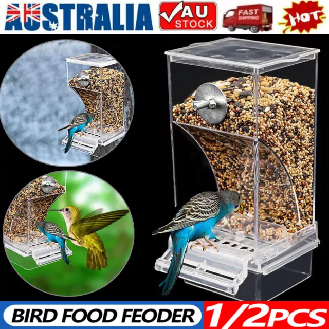 Auto Bird Feeder Cup No Mess Bowl Cage Automatic Feeding Parrot Cockatiel Canary