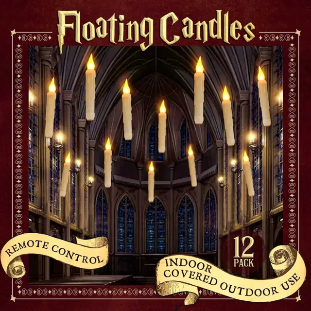Halloween Floating Candles with Magic Wand Remote Control - 12 pieces LED Decor