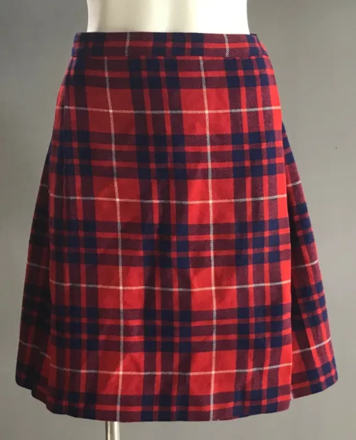 Vintage Girls MARFEX Melbourne Tartan Kilt Red Blue White Wool Skirt Size 9 10