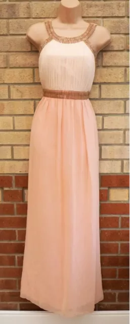 QUIZ Maxi Dress 12 Pink Long Gown Wedding Occasion Evening Party Bridesmaid Prom