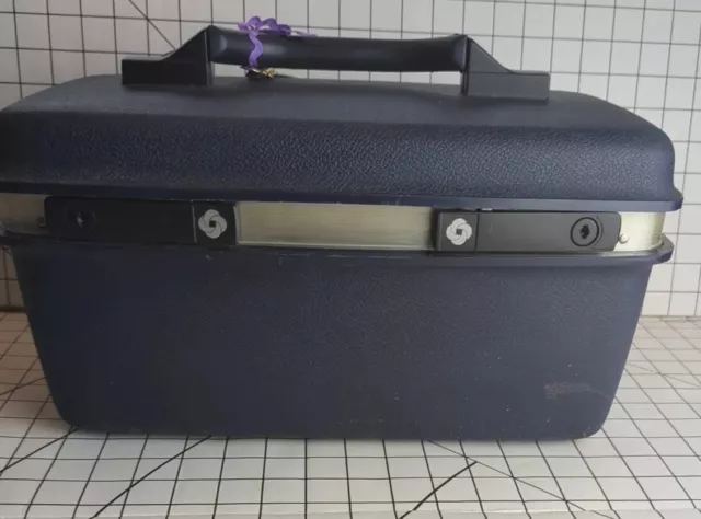 Vintage Samsonite Train Case Luggage - Blue - With Keys and Tray