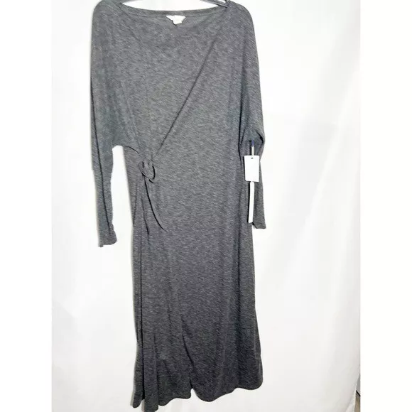 NWT Caslon(R) Cozy Long Sleeve Knit Wrap Dress in Grey