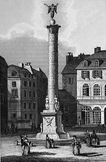 PARIS - COLONNE de la FONTAINE du PALMIER, PLACE du CHÂTELET -Gravure ...