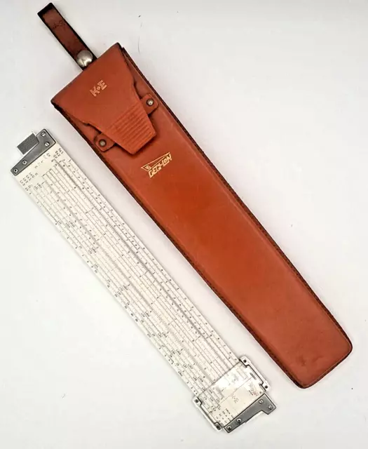 * Vintage Keuffel & Esser Co. K&E DECI-LON 10 Slide Rule with Leather Case USA *