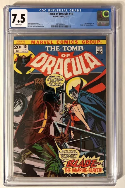 TOMB OF DRACULA #10 CGC 7.5 1st APPEARANCE BLADE VAMPIRE SLAYER WHITE PAGES