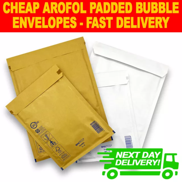 Gold White Arofol Genuine Bubble Padded Envelopes Mailers Bags All Sizes