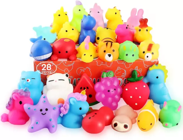 Squishies, 28 Pack Mochi Squishy Toys - Kawaii Cat Squishys Slow Rising Animals