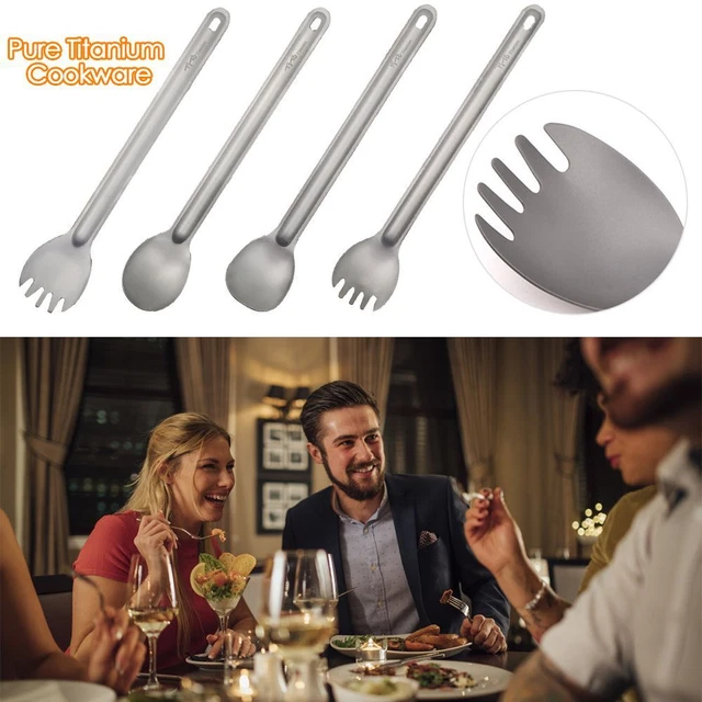 Fourchette à couverts Ustensiles de cuisine en titane Longue poignée Cuillère