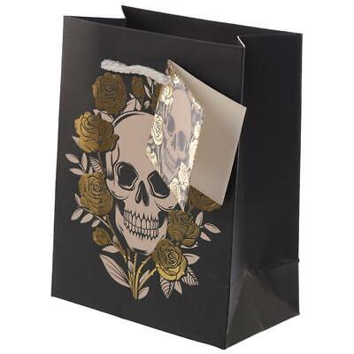 Metallic Skulls & Roses Gothic Gift Bag Small 14cm birthday christmas