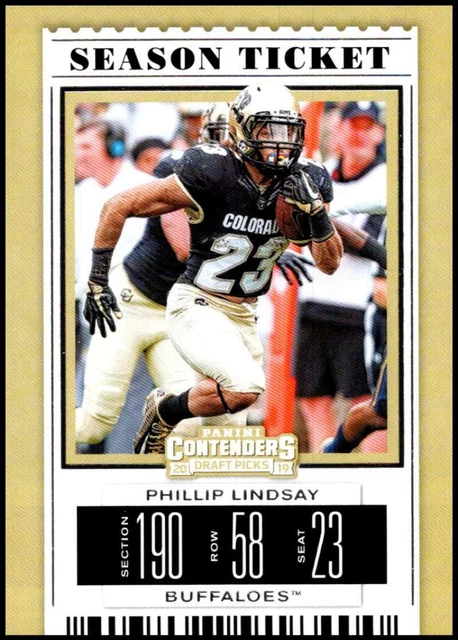 2019 Panini Contenders Draft Tickets Season Ticket #82 Phillip Lindsay NM ID:356