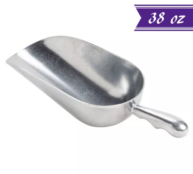 38 oz Aluminum Utility Scoop with Contoured Handle, One-Piece Scoop by Tezzorio