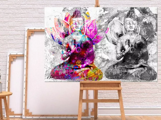 Abstraktes Bild Buddha Statue XXL Leinwand Kunst Deko Bilder Wandbilder D1911