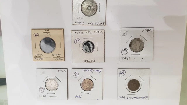 Multiple coins and tax tokens, different denominations, selling as bulk lot