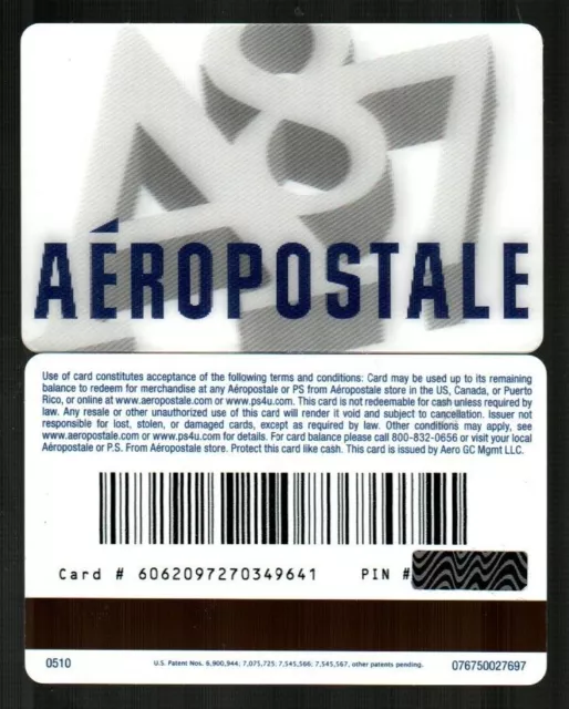 AEROPOSTALE White " A87 " ( 2010 ) Lenticular Gift Card ( $0 )