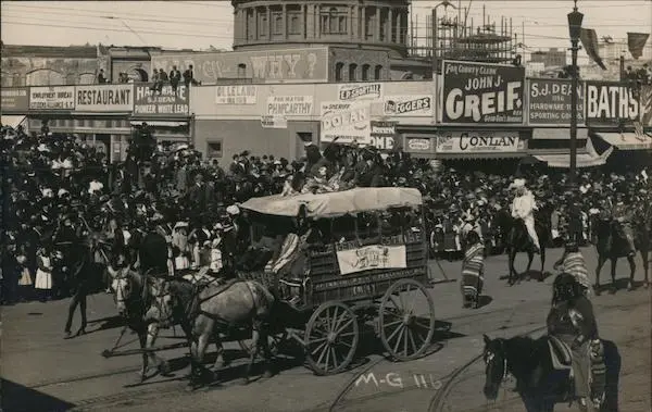 RPPC San Francisco,CA Parade Scene,Native Americans California Marsh Girvin Co.