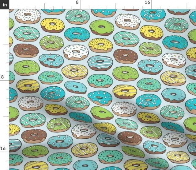 Donuts Blue Spring Summer Food Sweets Candy Spoonflower Fabric by the Yard