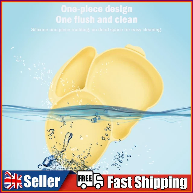 Cartoon Children Dishes Cute Silicone Baby Feeding Dishes Baby Cutlery (Yellow)