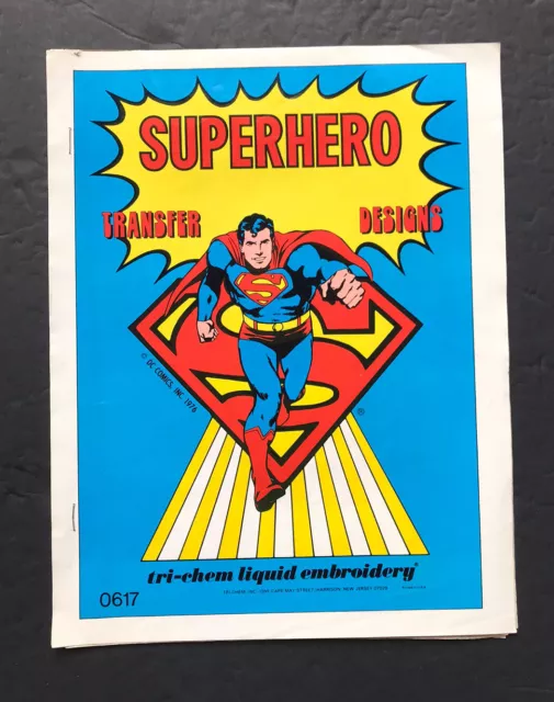 Vintage 1976 DC COMICS SUPERHERO TRANSFER T-shirt DESIGNS Superman Wonder Woman