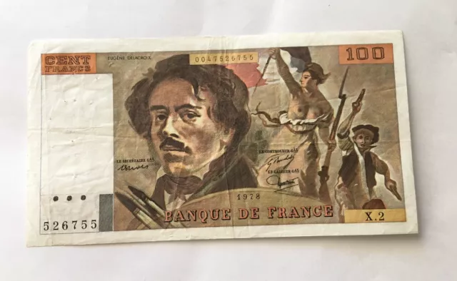 Billet 100 Francs Delacroix 1978 Sans Hachure