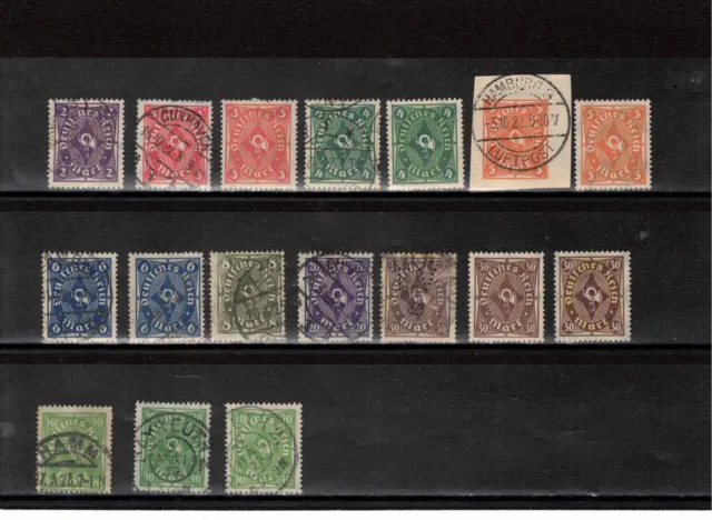 Dt. Reich 1922 Posthorn kl. gemischtes Lot aus Mi. 224 - 232 meist gestempelt