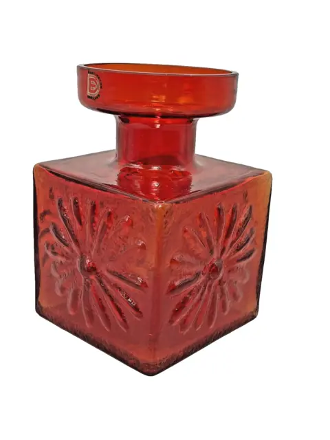 DARTINGTON Art Glass Red Vase Daisy Candle Holder FRANK THROWER 1960s VTG MCM