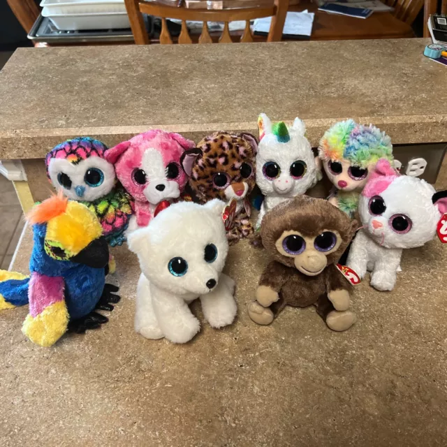 Ty Beanie Boos Big Eyes lot of 9 Plush Dolls pre-owned In Excellent Condition.