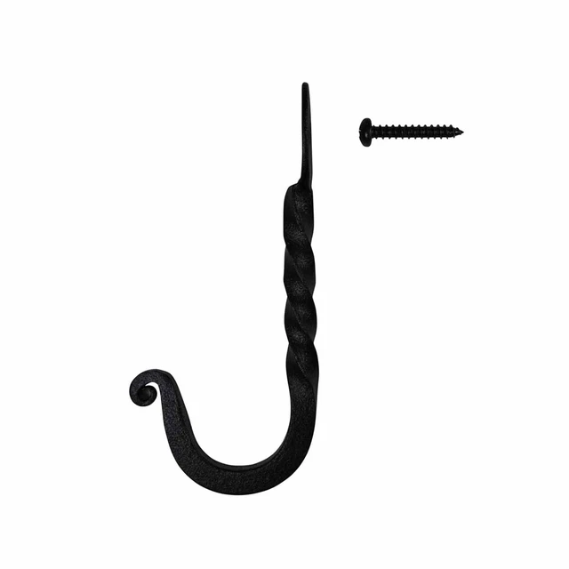 Black Wrought Iron Twisted Hooks 4.5" Wall Mount Hanger Hooks Renovators Supply