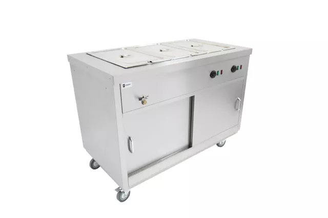 Parry Hot Hold HOT12BM electric mobile hot cupboard with bain marie 3 x 1]1 G...